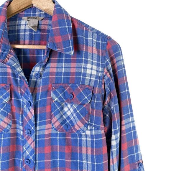 Duluth Trading Co. Flannel Button Down Shirt in Blue Pink Plaid, Size Small - Picture 4 of 9